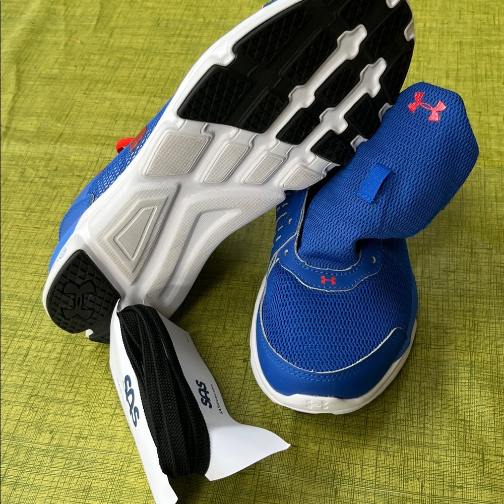 Under Armour Men's Blue Athletic Shoes with Red Accents - Picture 3 of 4